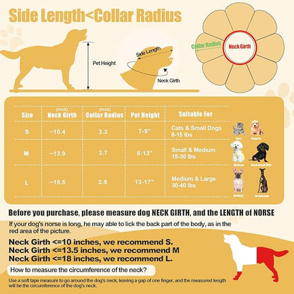 HOMBYS Soft Dog Cone for Dogs and Cats, Cute & Fluffy Flower Shape for Calming, Adjustable Dog Collar Alternative After Surgery, Protective Elizabethan Collar for Dogs Recovery & Stop Licking, S