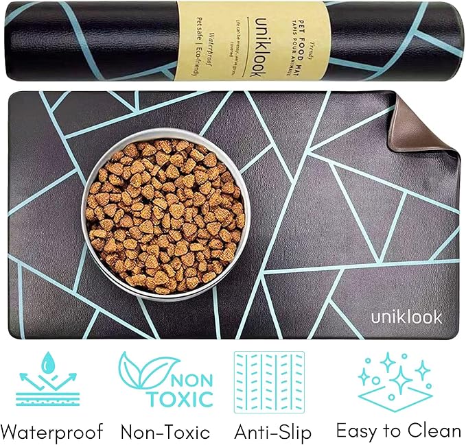 Pet Placemat, Dog Cat Food Water Bowls Mat Feeding Station Pet Safe 28" X 16.5" Waterproof Easy to Clean Dog Modern Designs Boho Uniklook