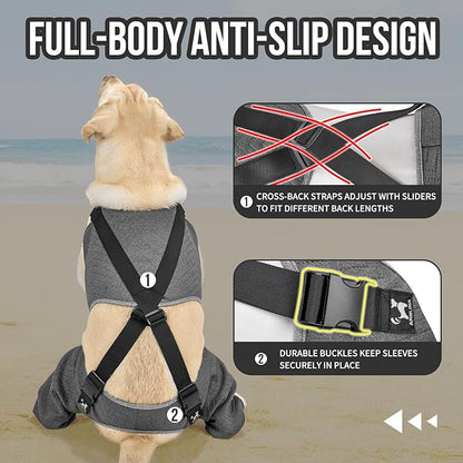 Arblina Dog Recovery Sleeve for Hind Leg, Adjustable Buckled Rear Leg Sleeve to Prevent Licking Wounds for Medium Large Dogs After Surgery, Thick Leg Sleeve as Cone Collar Alternative, M