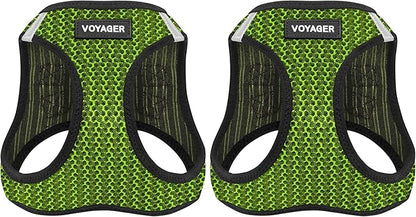 Voyager Step-in Air Dog Harness - All Weather Mesh, Reflective, No Pull Harness for Small, Medium Dogs, Cats - Secure with Hook & Loop Fastener, Buckle, Double D-Rings - Lime Green 2-Tone, XS