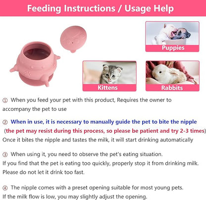 Newborn Puppy and Kitten Feeder, Milk Feeding Bowl – 4-Nipple Design for Easy Nursing of Small Pets