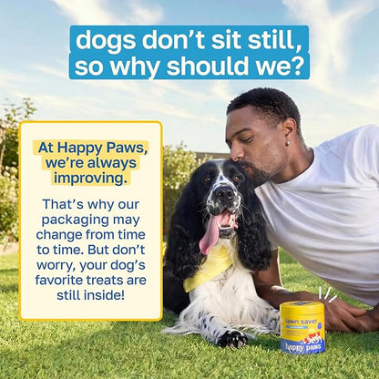Happy Paws Lawn Saver Supplement, Dog Probiotics to Help Grass Stay Green & Prevent Lawn Burn, Digestive Health Support with Antioxidants & Fiber, Vegan Chicken Flavor, Non GMO, 100 Soft Chews