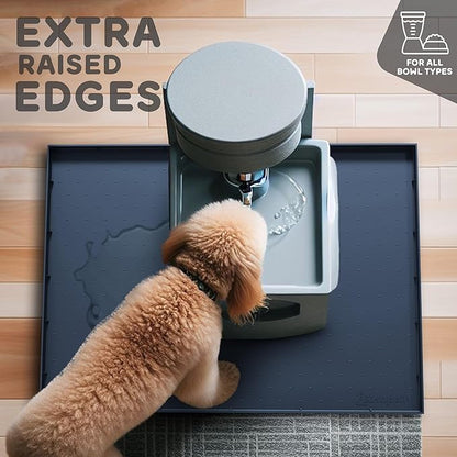 32x24x1” XL Dog Food Mat - All Purpose Under Sink Liner, Washer and Dryer Covers for The Top, Silicone Griddle Mat for Blackstone - Raised Edges Dog Mat for Food and Water Prevent Spill, Waterproof