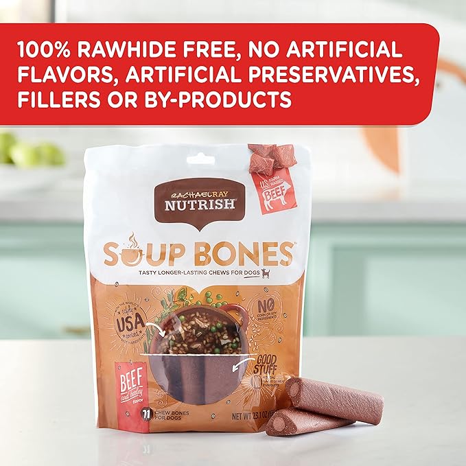 Nutrish Soup Bones Premium Dog Chews with Real Beef and Barley,6 Chews (Rachael Ray),(Pack of 2)