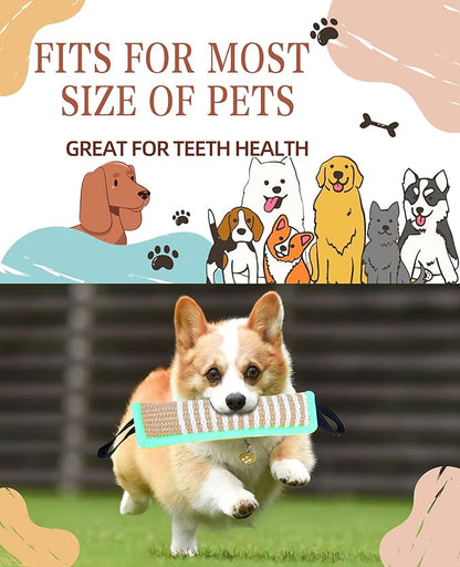 Clysoru Squeaky Tug Toy for Dogs Jute with 2 Strong Handles Lasting Training Equipment Puppy to Large Dog Interactive Toys of War Pull Indestructible Rope Pet Crinkle Teething (ciel)