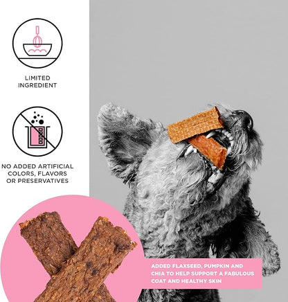 BIXBI Skin & Coat Support Salmon Jerky Dog Treats, 4 oz - USA Made Grain Free Dog Treats - Antioxidant Rich to Support Shiny, Full Bodied Coats - High in Protein, Whole Food Nutrition, No Fillers