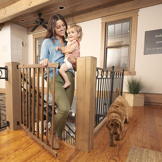Evenflo Walk-Thru Top of Stairs Baby Gate, Farmhouse Collection