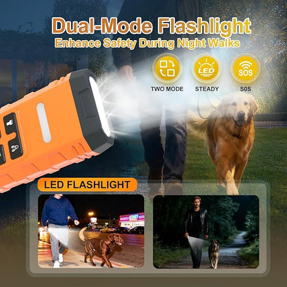 Dog Bark Deterrent Device,G3 Anti Barking Device for Dogs, Bark Stopper with Display,Ultrasound Dog Bark Deterrent,for Indoor/Outdoor/Safe and Effective Bark Stopper with Flashlight (Orange)