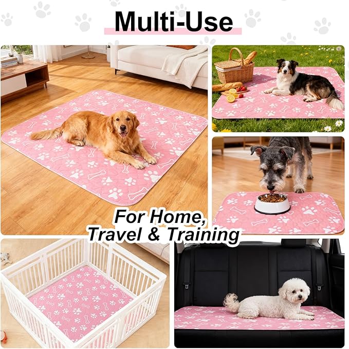 BEAUTYZOO 2 Pack Washable Pee Pads for Dogs, Reusable Puppy Pads for Potty Training, Waterproof Super Absorbent Wee Wee Pads for Dogs Non-Slip, Pet Whelping Mats Playpen Dog Crate Floors, 48IN x 60IN