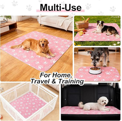 BEAUTYZOO 2 Pack Washable Pee Pads for Dogs, Reusable Puppy Pads for Potty Training, Waterproof Super Absorbent Wee Wee Pads for Dogs Non-Slip, Pet Whelping Mats Playpen Dog Crate Floors, 48IN x 60IN