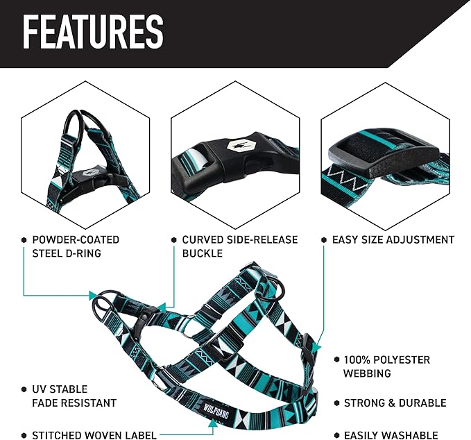 Wolfgang Heavy Duty Adjustable Dog Harness, Pull-Tested for Walking & Training, WesternSky Print, Large