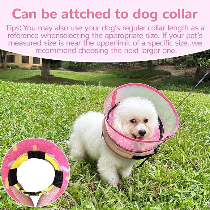 Inflatable Dog Cone Collar with Anti-Licking Clear Shield, Adjustable Elizabethan Collar, Soft Recovery Collar for Dogs, Dog Cones Alternatives for Large Medium Small Dogs & Cats