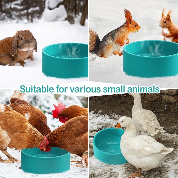 3.2L Heated Water Bowl for Outdoor Dogs Cats - 30W Thermostatic Control Heating Pet Bowl with 6.6Ft Bite-Proof Cord for Winter Chickens