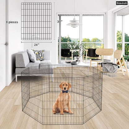 BestPet | Foldable Dog Playpen | 30 Inch, 8 Panels | Metal Pet Exercise Pen | Indoor Outdoor Portable Dog Fence with Door | Removable, Rust-Resistant Secure Pet Kennel | Easy to Assemble