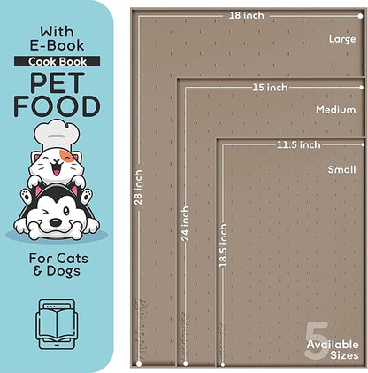 Dog Food Mat - 24x15 Raised Edges Dogs Mat for Food and Water Prevent Spill, Waterproof Cat Food Mats Protect Floors, Easy Clean Dog Bowl Mats for Food and Water, Silicone Pet Feeding Placemats