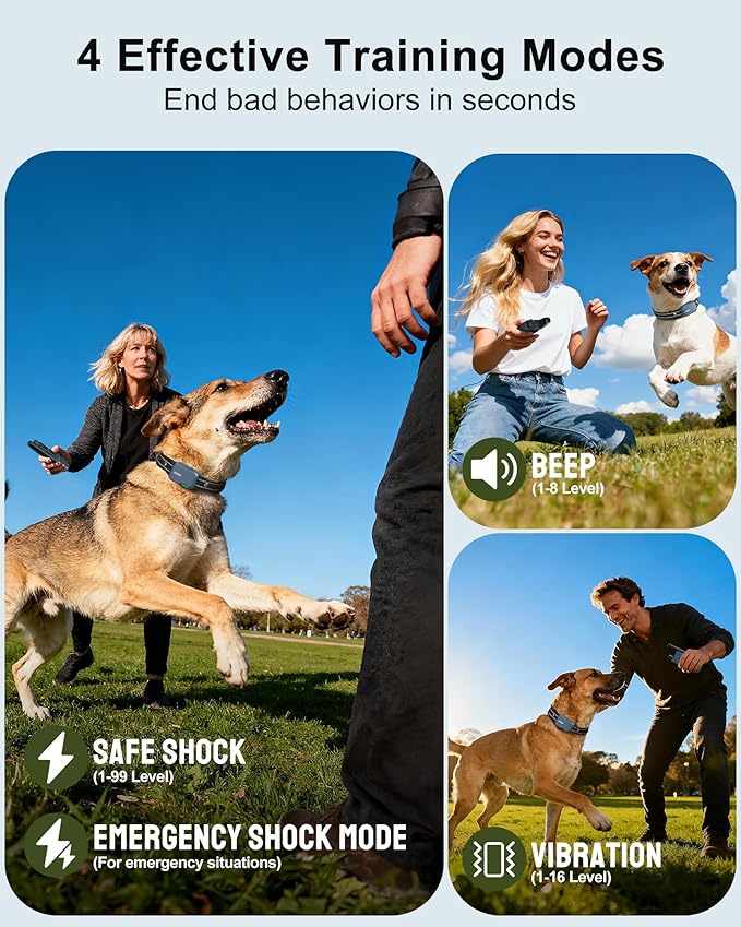 Jugbow Dog Shock Collar - 4500FT Dog Training Collar with Remote, IPX8 Waterproof Electric Dog Collar with 4 Training Modes, Security Lock, Rechargeable eCollar for 10-120lb Dogs(Light Blue)