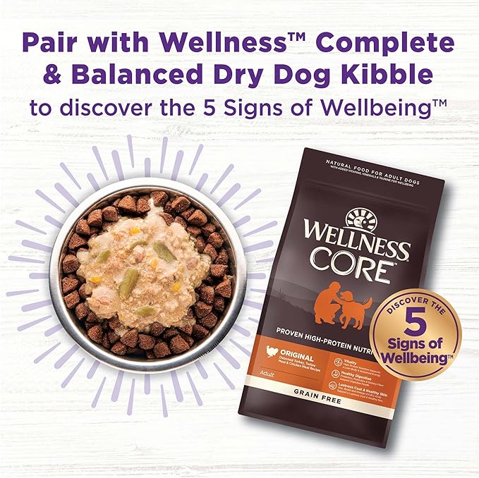 Wellness Bowl Boosters Hearty Topper Wet Dog Food for Small, Medium, and Large Breeds, Grain Free, Natural, Turkey and Sweet Potatoes Recipe, 5.5 oz, Pack of 12