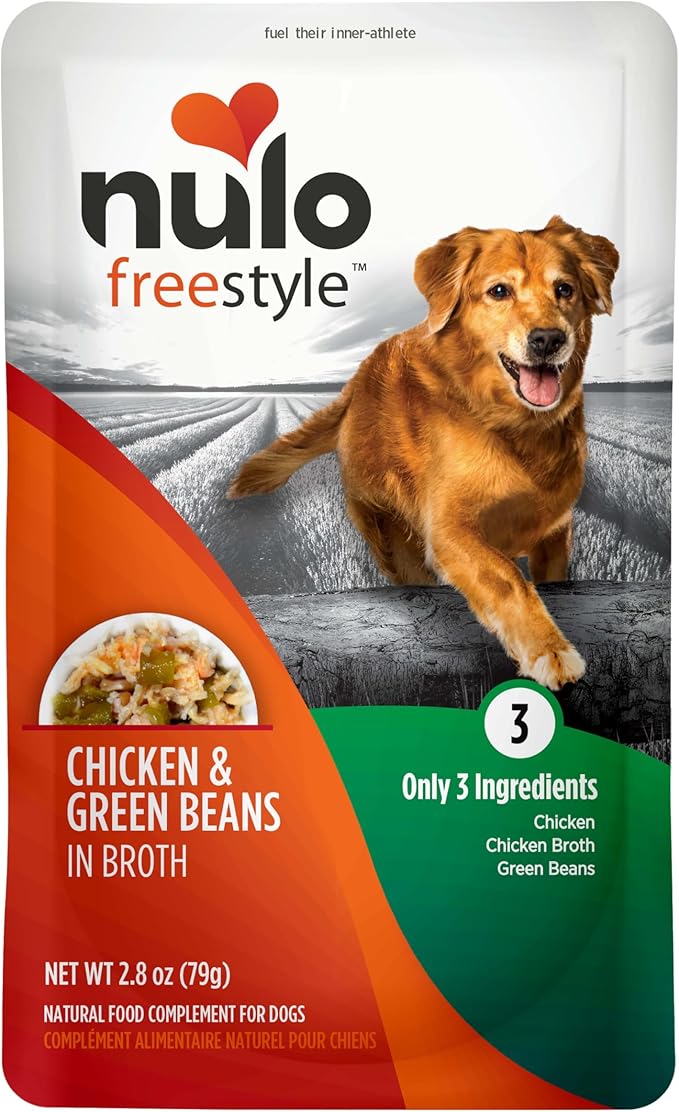 Nulo Freestyle Chicken & Green Beans in Broth Real Meat Dog Food Topper, 2.8 Ounce (Pack of 24)