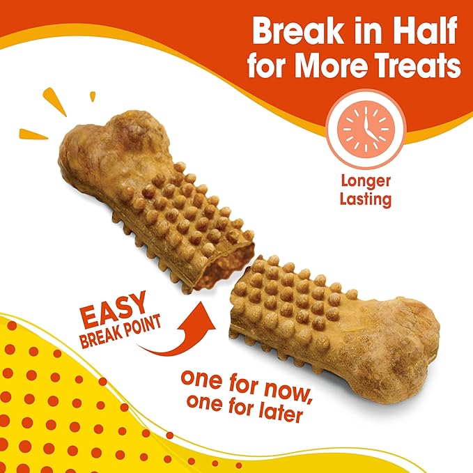 Nylabone Nubz Natural Dog Chews, Chicken Flavor Treats for Large Dogs, Long Lasting Dog Chew Bones Made in the USA, Rawhide Free, for Dogs Over 30 lbs. (8 Count)
