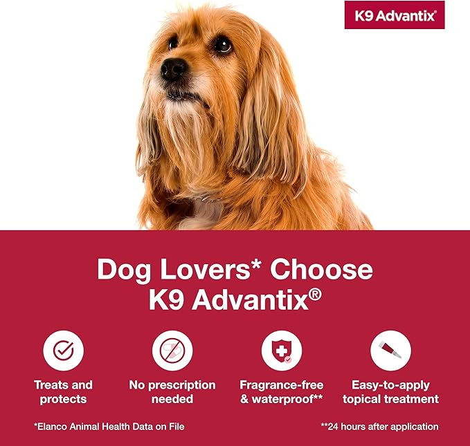 K9 Advantix Flea, Tick & Mosquito Prevention for Dogs 11-20 lbs. Flea Drops for Medium Dogs Apply Monthly 2 Treatments (Pack of 2)