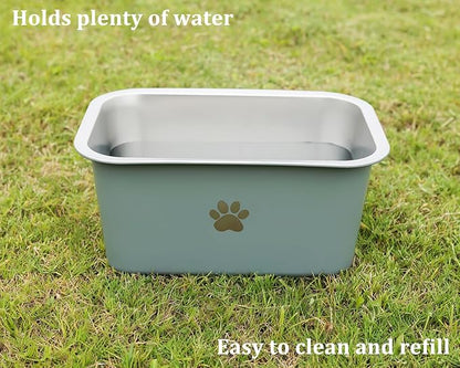 1.2 Gallons 20 Cup Non Slip Stainless Steel Large Dog Water Bowls, Outdoor Metal Dog Bowls Large Breed, High Capacity Water Bowl for Big Giant Huge Dogs, Grey
