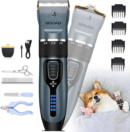 Dog Clippers Grooming Kit and Paw Trimmer,Cordless,Low Noise, Electric Quiet,Rechargeable, Dog Trimmer Grooming, Pet Hair Clippers for Thick Coats,Shaver for Small and Large Dogs Cats(Blue)