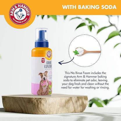 Arm & Hammer for Pets Odor Control Pet No-Rinse Foam with Baking Soda, Kiwi Blossom Scent, Best Odor Eliminating Foam for Dogs and Puppies; Waterless Dog Deodorizer, 16 Fl Oz (Pack of 2)