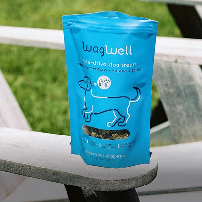 WagWell Freeze Dried Dog Treats, Beef + Yogurt + Sweet Potato Flavor | Training Treats, Food Topper, Healthy Snack for Dogs | Human Grade, Grain Free, High Protein | Made in USA | 4 oz Bag, 1 Pack