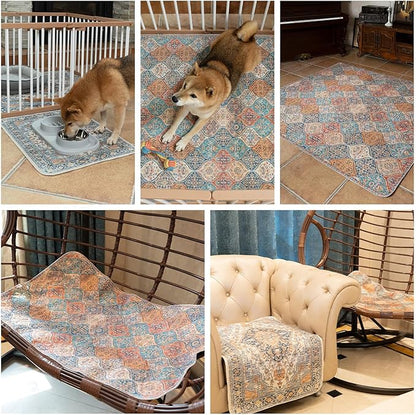 nunubaby 2PACK Washable Pee Pads for Dogs, Stylish, Non-Slip and Leak-Proof Pee Pads. Reusable Potty Pads for Dogs for Crates and Floors.(Blue/Multi, 72" x72" )