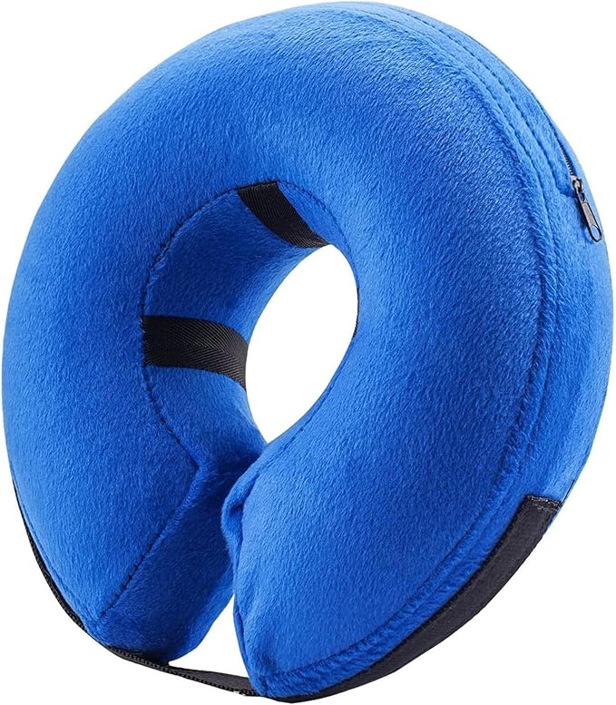Large Inflatable Dog Cone | Cloud-Soft Neck 14"-18" | Scratch-Proof, Machine-Washable, Dual-Collar Lock, 10-Second Fold, Furniture-Safe Recovery Ring