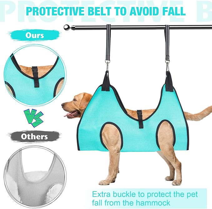 ATESON Dog Grooming Hammock - Upgrade Pet Grooming Harness for Nail Trimming (L 50lb), Dog Sling for Nail Clipping, Dog Hanging Holder Hanger for Cutting Nail with Nail Clippers
