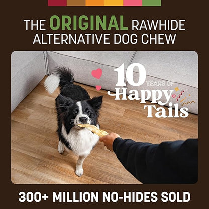 Earth Animal No Hide Strips - Natural Rawhide Free Dog Chew Strips, Pork - 4 Count