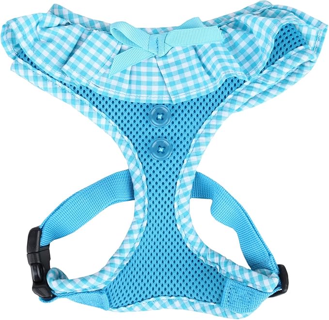 Puppia Vivien Dog Harness Over-The-Head All Season Cute No Pull No Choke Walking Training Adjustable for Small Dog, Sky Blue, Large