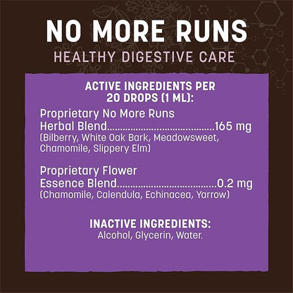Earth Animal Apothecary Liquid Supplement - No More Runs Herbal Remedies for Dogs & Cats - 2 fl oz