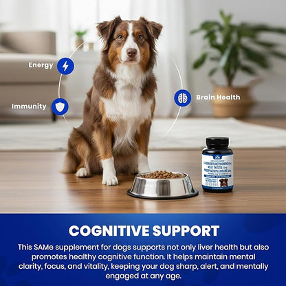 Liver Support Supplement for Medium Dogs with Silymarin (SAMe & Silybin) S-Adenosyl-L-methionine (SAM-e) & Silybum (Milk Thistle) Dog Liver Supplement - 3rd Party Tested, Non GMO - 30 Chewable Tablets