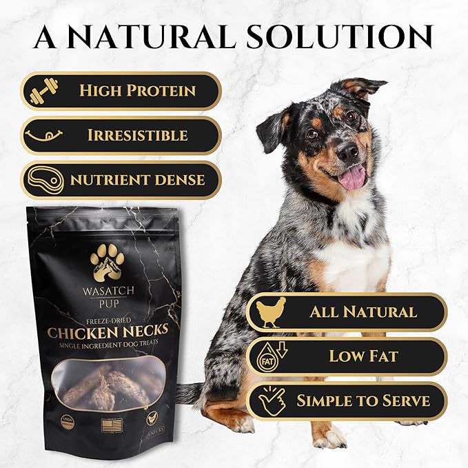 Freeze Dried Chicken Necks Dog Treats | 100% All Natural Real Chicken Training Treats for Dogs | Promotes Good Dental & Joint Health | USDA Approved and Made in The USA (5-8 Necks Pack)