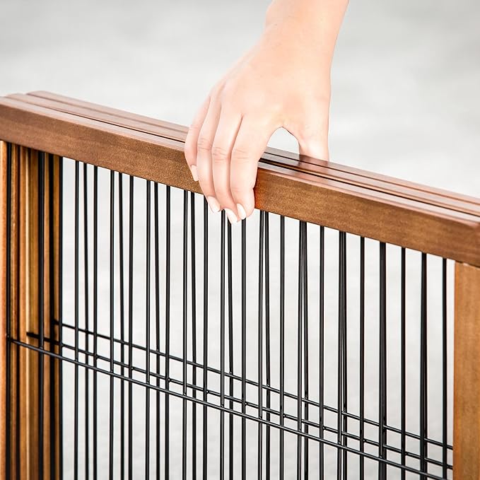 Carlson 22"-62" Super Wide Dog Gate with Small Pet Door, Premium Wooden 3-Panel Pet Gate for Doorways & Hallways
