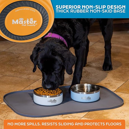 Master Pet Supply Stainless Steel Dog Bowls - 25 oz, Heavy Duty - Mango Tango, Double Wall Extra-Thick Insulated, Non-Slip Pet Water Bowl for Dogs, Cats & Pets, Anti Rust Metal, Dish Washer Safe