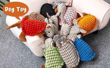 Hollypet Plush Dog Squeaky Toy Stuffed Armadillo Animal Pet Puppy Chew Toys with Clean Teeth for Small Medium Large All Breed Sizes Dogs, Blue, 8 in