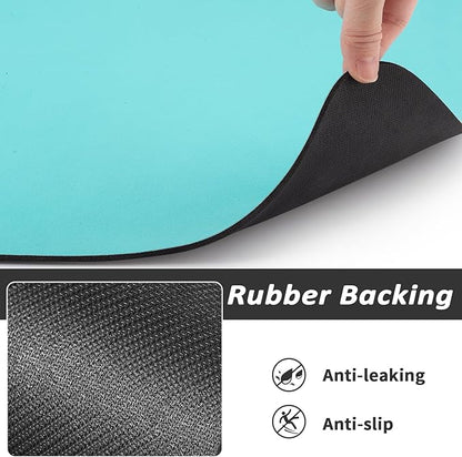 HotLive Dog Food Mat - Absorbent Cat Mat for Food and Water, No Stains Pet Feeding Bowl Mat, Easy to Clean Pet Placemats, Quick Dry Dog Water Dispenser Mat for Messy Drinkers | Paw Teal 18"x 28"