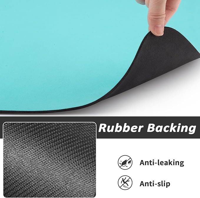 HotLive Dog Food Mat - Absorbent Cat Mat for Food and Water, No Stains Pet Feeding Bowl Mat, Easy to Clean Pet Placemats, Quick Dry Dog Water Dispenser Mat for Messy Drinkers | Paw Teal 24"x36"