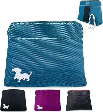 Small Dog Treat Pouch – Slim Magnetic Pocket Dog Treat Bag for Walking & Training – Discreet Clip On Treat Pouch for Leash, Waistband or Pocket – Mess Free Storage (Turquoise)