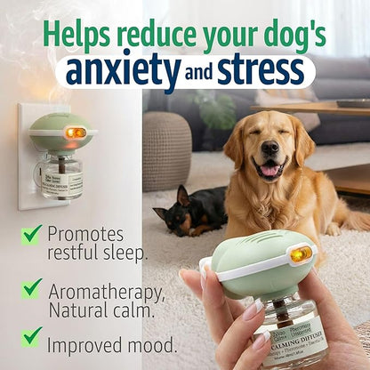 120 Days Advanced Dog Calming Diffuser Kit with Pheromones + Lavender & Chamomile for Anxiety Relief, Dog Pheromones Calming Diffuser Plug-in - 2 Diffusers & 4 Refills