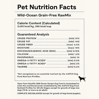 Open Farm, RawMix Grain-Free Dry Dog Food, Protein-Packed Kibble Coated in Bone Broth with Freeze Dried Raw Chunks, Salmon Whitefish & Rockfish, Wild Ocean Recipe, 20lb Bag