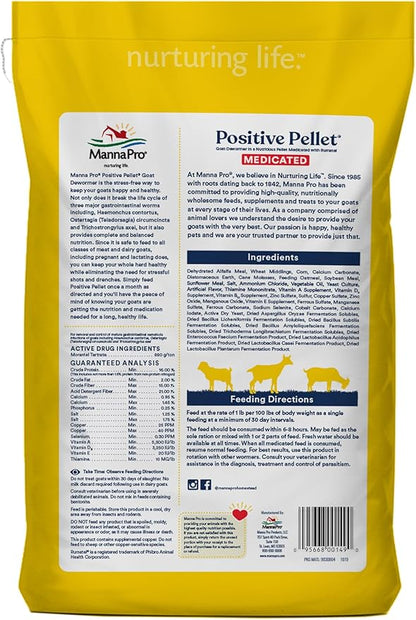 Manna Pro Positive Pellet Goat Dewormer Medicated, 25 lbs - Goat Supplies
