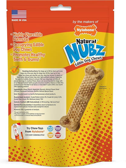 Nylabone Nubz Natural Dog Chew Treats for Large Dogs, Long Lasting Dog Bones Made in USA, Chicken Flavor Breath Freshener Dental Chews, for Dogs Over 30 lbs. (20 Count)