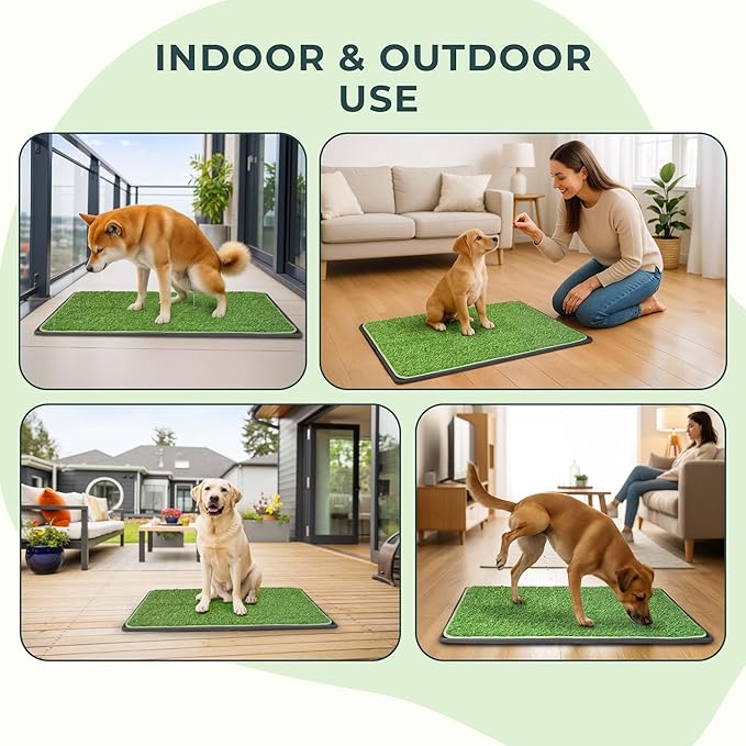 BurgeonNest Dog Grass Pad with Tray 45"x32", Includes Reusable Artificial Turf for Dog Litter Box, Ultra-Absorbent Washable Pee Pad & EVA Material Tray for Balcony, Apartment & Indoor/Outdoor Use