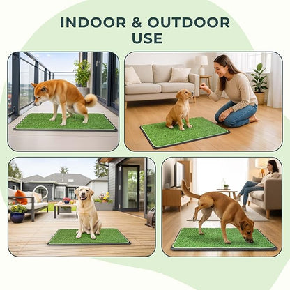 BurgeonNest Dog Grass Pad with Tray 45"x32", Includes Reusable Artificial Turf for Dog Litter Box, Ultra-Absorbent Washable Pee Pad & EVA Material Tray for Balcony, Apartment & Indoor/Outdoor Use