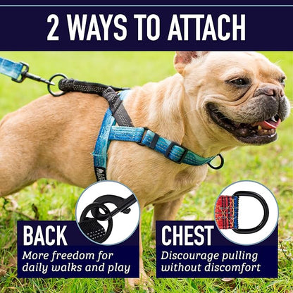 Leash Boss No Pull Dog Harness, Easy Walk for Small, Medium, and Large Pets, Reflective with Rear and Front Clip Attachment (Wave Pattern, Extra Large)