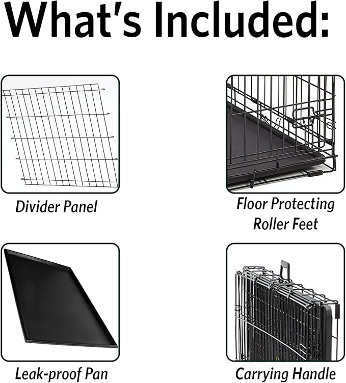 MidWest Homes for Pets Intermediate Ovation Single Door Folding Dog Crate, 36-Inches, Space-Saving Patented Up & Away Door, Leak-Proof Pan, Divider Panel, Black